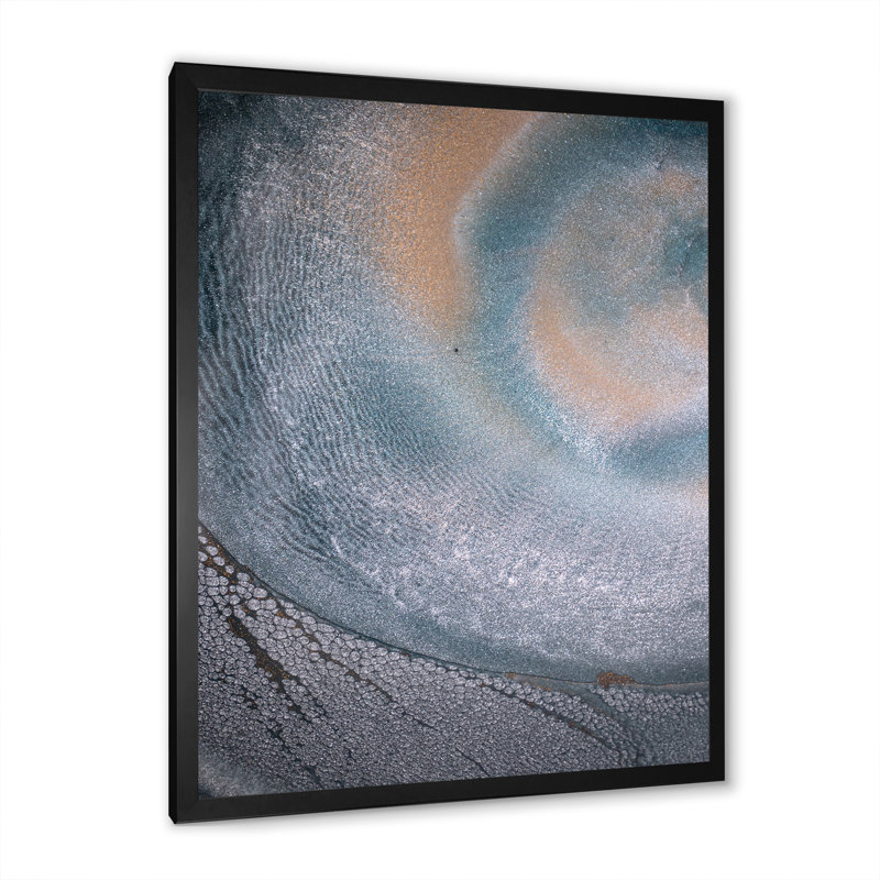 Reproduction d'art sur toile de luxe gris et bleu fluide II, Cadre photo noir, H 12 po x l 20 po x P 1 po