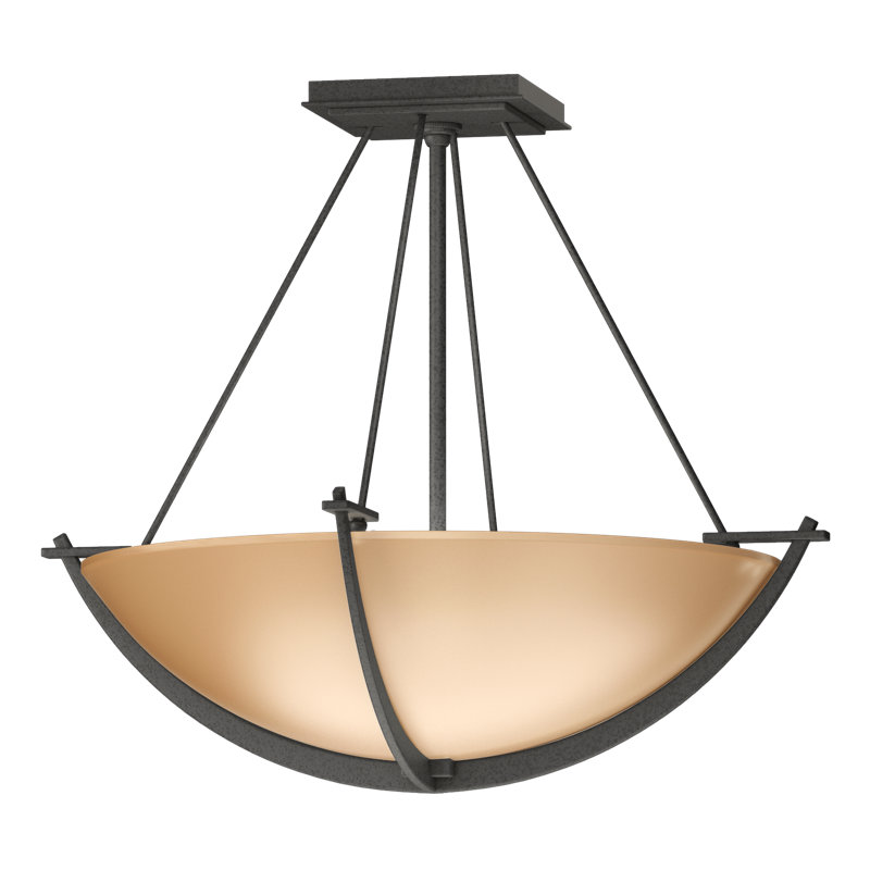Plafonnier semi-encastré 3 lumières Compass, Fer naturel, Sable, H 16 po x l 18,1 po x P 18,1 po
