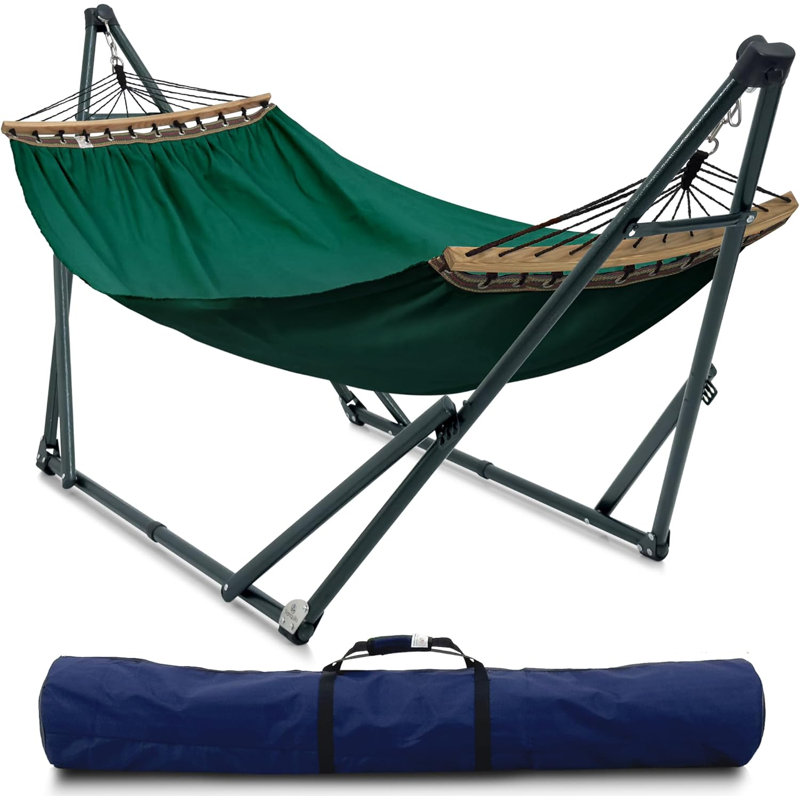 Hammock Universal Stand - Steel - Green Frame - Canvas - Emerald Green, Black, Emerald Green