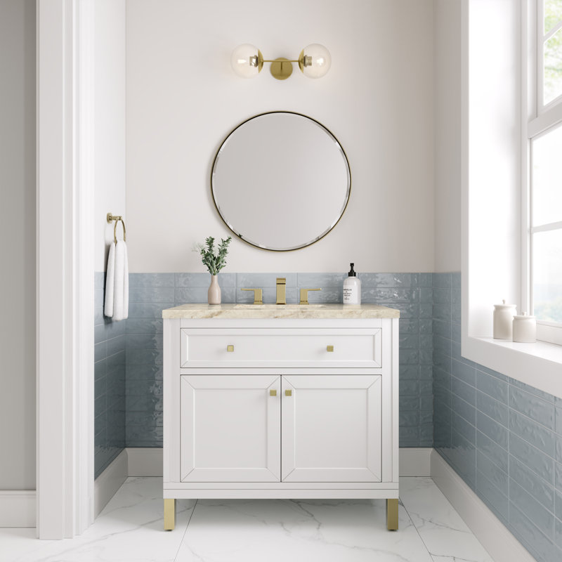 Chicago 36' W Single Vanity, Glossy White, Tajnar Eclos, 8" Widespread