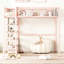 Lit mezzanine en métal rose avec coin lecture et tablette latérale - expérience pratique pleine grandeur dans une chambre à coucher moderne et pratique-2115796595-2115796605