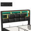 Industrial Upholstered Ottoman Bed With LED Lights, Storage Headboard & Charging Station, Black PU Faux Leather, EU Double & King-1350759074