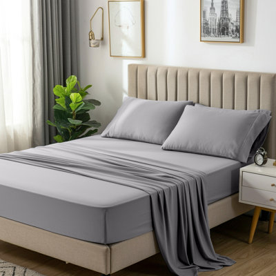 Beddora Queen Bed Sheet Set 4 Piece – Cooling Breathable Hotel Luxury Sheets, Deep Pocket Fitted Sheet 15 Inch, Extra Soft Wrinkle Free Microfiber Bedding Set with Pillowcases, Queen Size