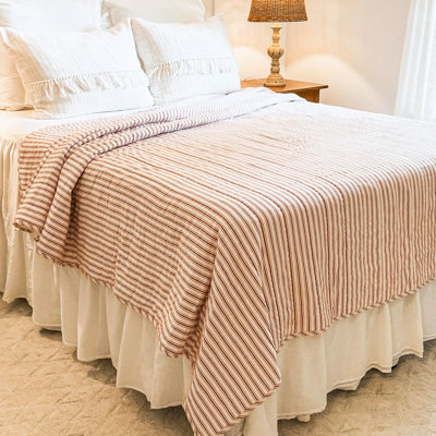 Timeless Ticking Red Luxury King Quilt