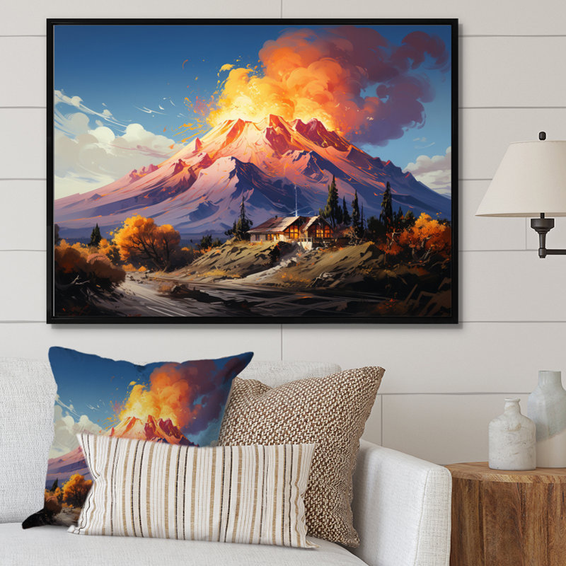 Italie, Etna, impression sur toile, Cadre flottant noir, H 34 po x l 44 po x P 1,5 po