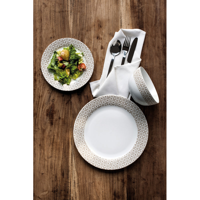 Blanch Piece Porcelain China Dinnerware Set - Service for 4, Natural