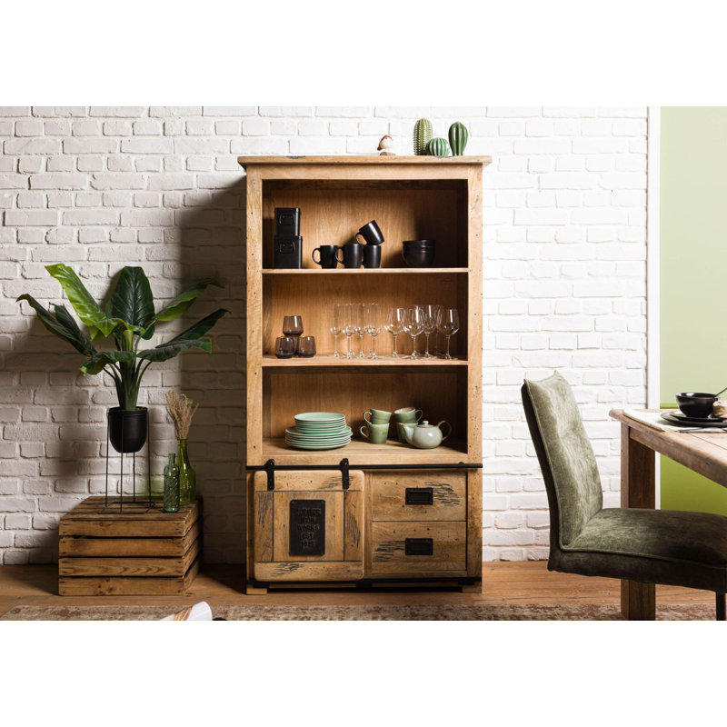 175cm H x 100cm W Solid Wood Standard Bookcase, Natural