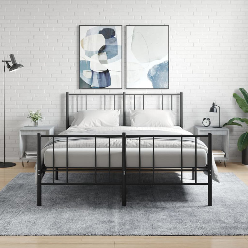 Mursida 40cm W Metal Bedside Table, Concrete Grey