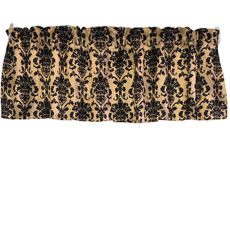 Cantonnière florale en damas 58 po, Beige, L 58 po x L 24 po