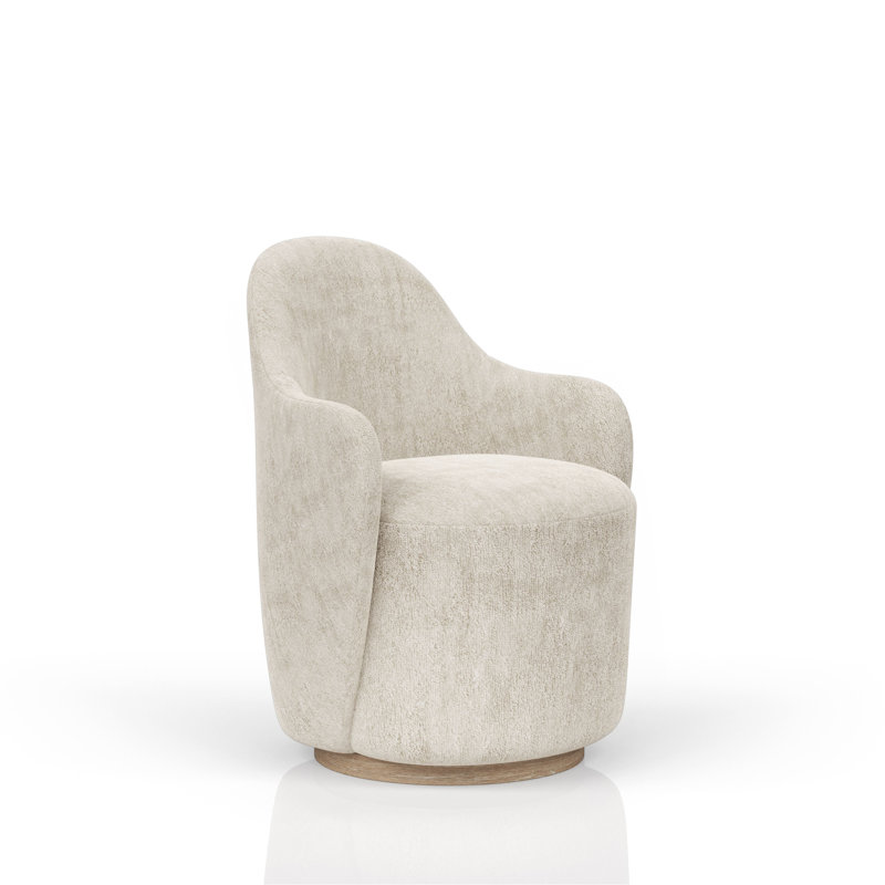 Fauteuil demi-tonneau pivotant cacao et ivoire