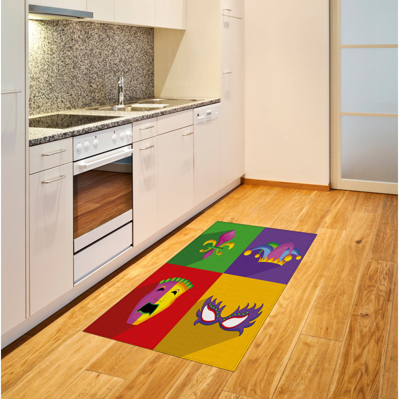 Mardi Gras High Density Long Fiber Poly Threads Decorative Area Rug Carpet, Rectangle 4' x 5'8"