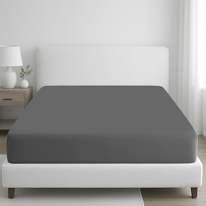 Hotel Quality Natural Egyptian Cotton Fitted Sheet – Extra Deep 35cm Pocket with Strong Elastic, Soft & Breathable Fabric