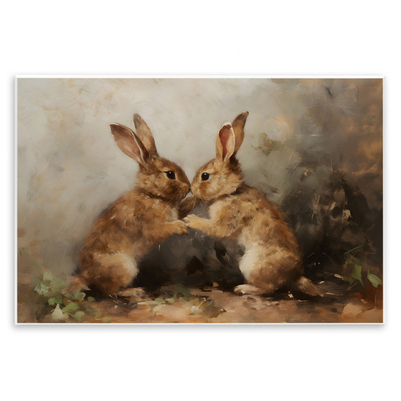 «Bunny Boxing Duo», plaque murale par Petal Prints Design, H 10 po x l 15 po