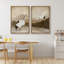 «Cranes Forage On The Mountain», reproduction d'art sur toile encadrée brune-108345367-108345370
