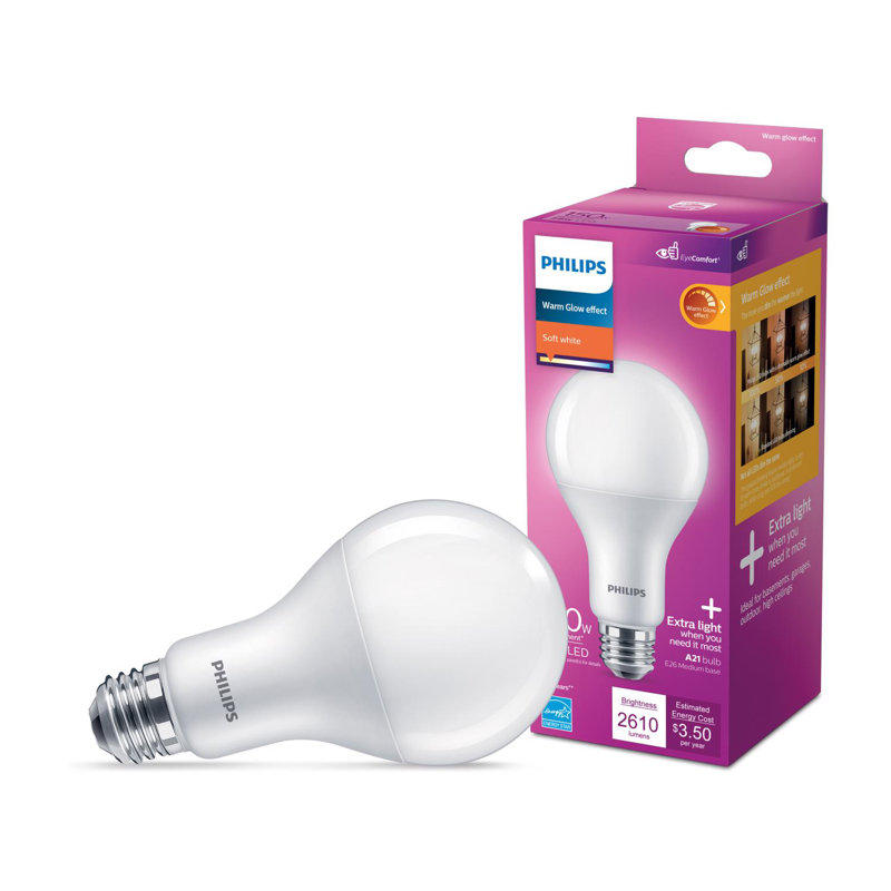 Philips A21 E26 (Medium) LED Bulb Soft White 150 Watt Equivalence 1 pk, 2700 Kelvins