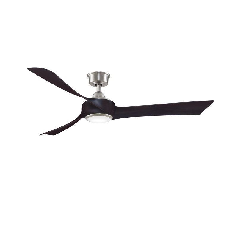 Wrap Custom 60 inch Indoor/Outdoor Ceiling Fan with LED CCT Select Light Kit - Brushed Nickel with Dark Walnut blades