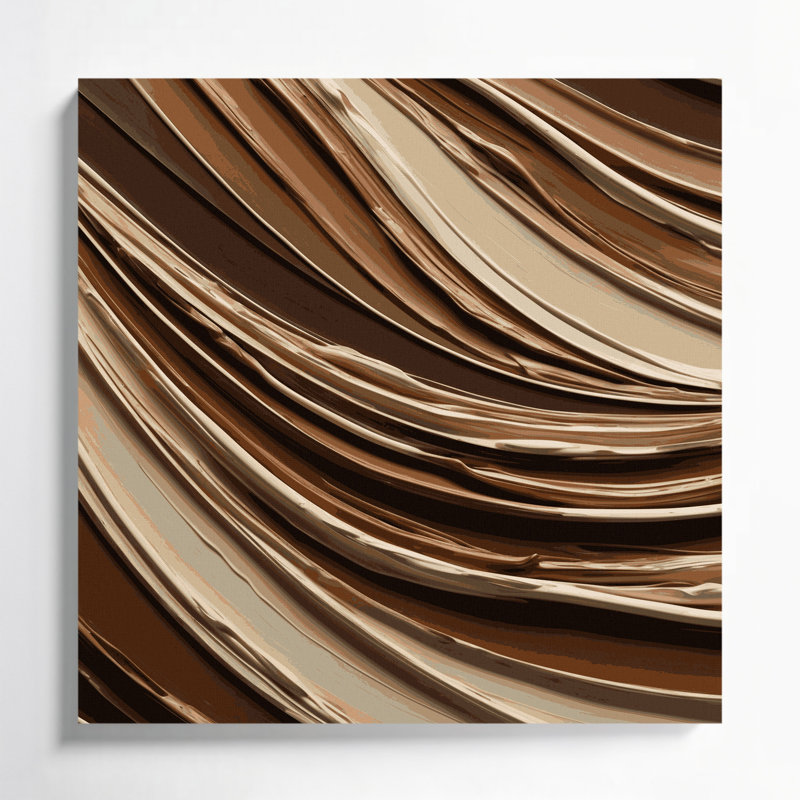 Horizontal Striped Chestnut Cream Brown Canvas Wall Art
