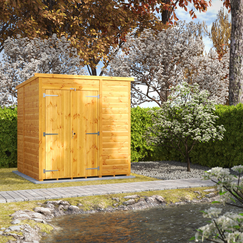 Powersheds 6 x 6ft Timber Tongue & Groove Windowless Pent Garden Shed, Double Doors