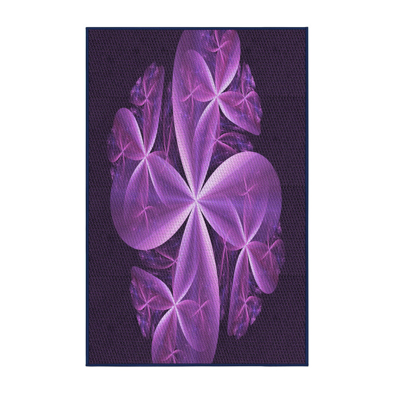 Mauve/blanc/Tapis décoratif bleu marine, Tapis de couloir 2 pi x 5 pi