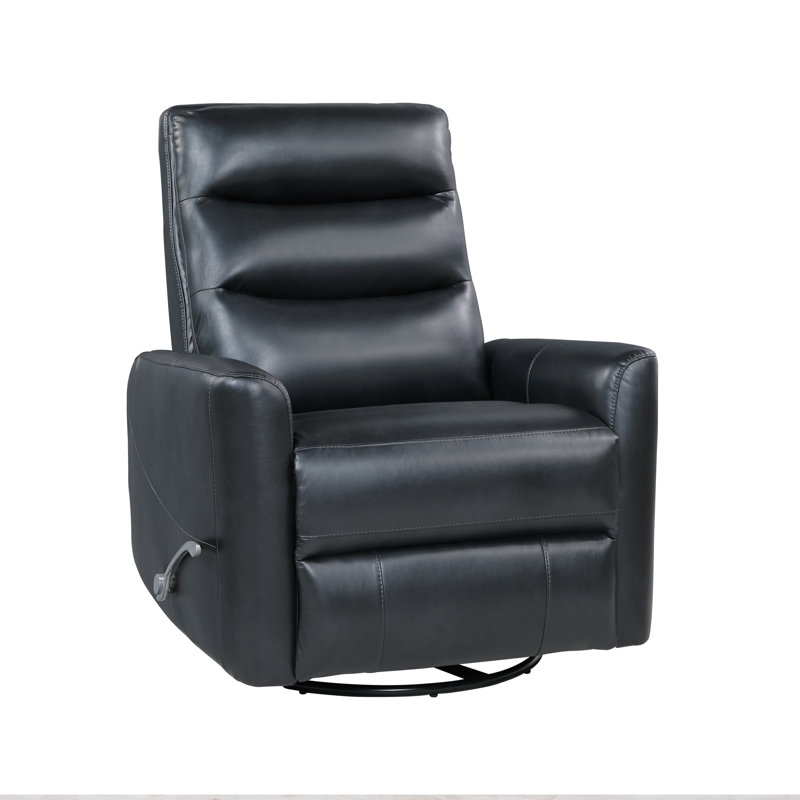 Sacson Faux Leather Swivel Recliner, Black