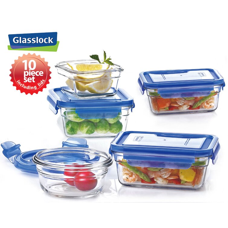 Glasslock Glass Storage Containers with Lids 10pc Set Nesting Design, Oven  Safe (five containers and five lids)