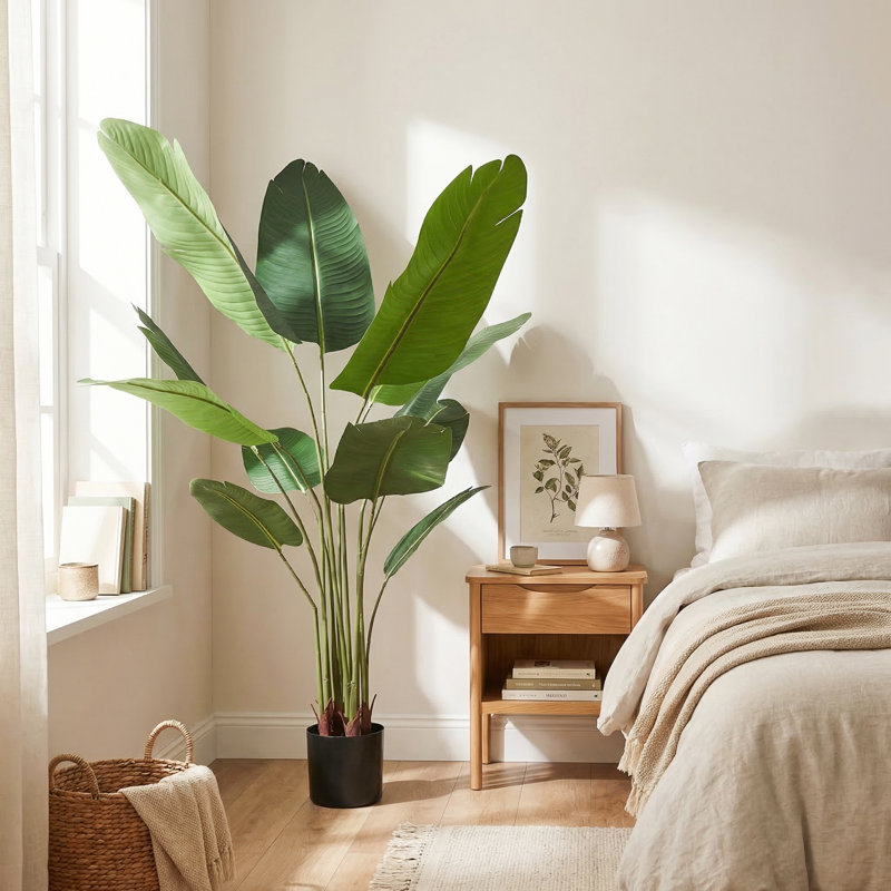 Fausse plante palmier de voyage, H 55 po x l 27,56 po