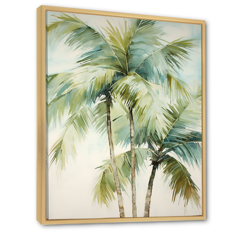 «Dreyfuss Green Minimalims Palm Trees I», reproduction d'art sur toile, palmiers, H 40 po x l 30 po x P 1,5 po