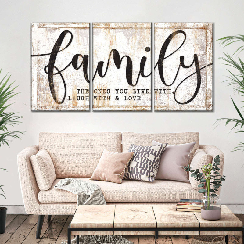 «Family Live Laugh Love», reproduction d'art sur toile, H 36 po x l 74 po x P 1,25 po