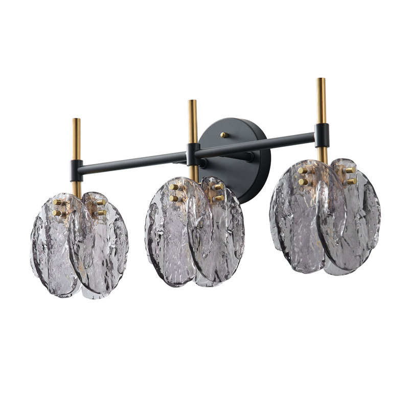 3-Bulb E12 Modern Wall Light, Black Metal and Gray Glass, Dimmable, UL Certified Indoor Sconce
