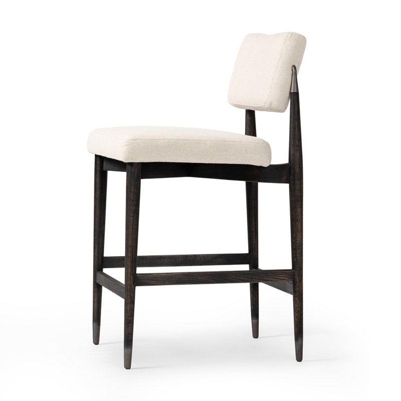 Anton Stool-Havana Brown-Bar, Beige Polyester Blend, Counter Stool (27" Seat Height)