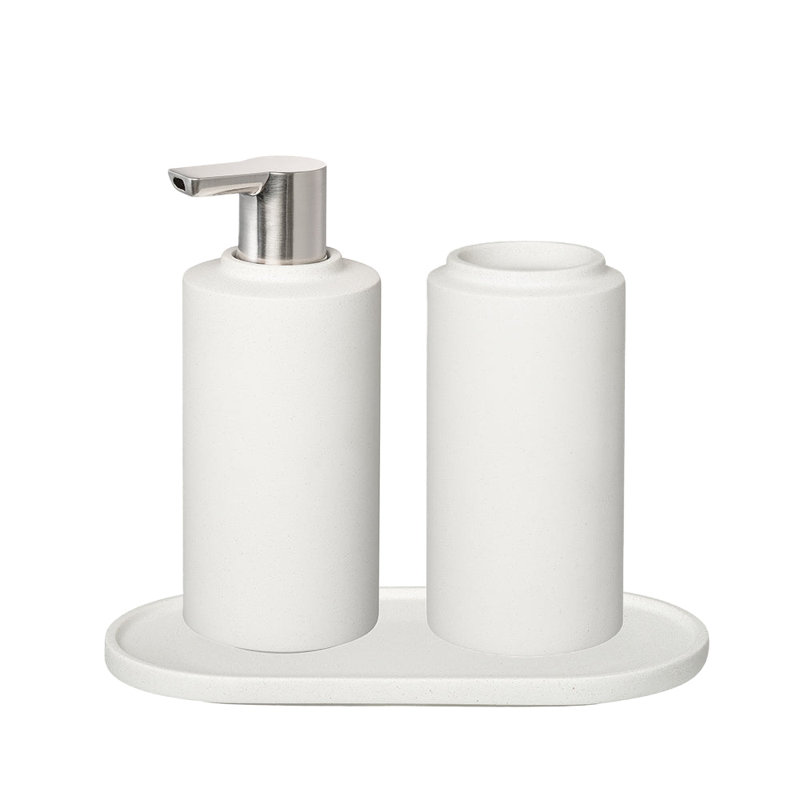 CRETO Concrete Bathroom Accessory Set, Lily White