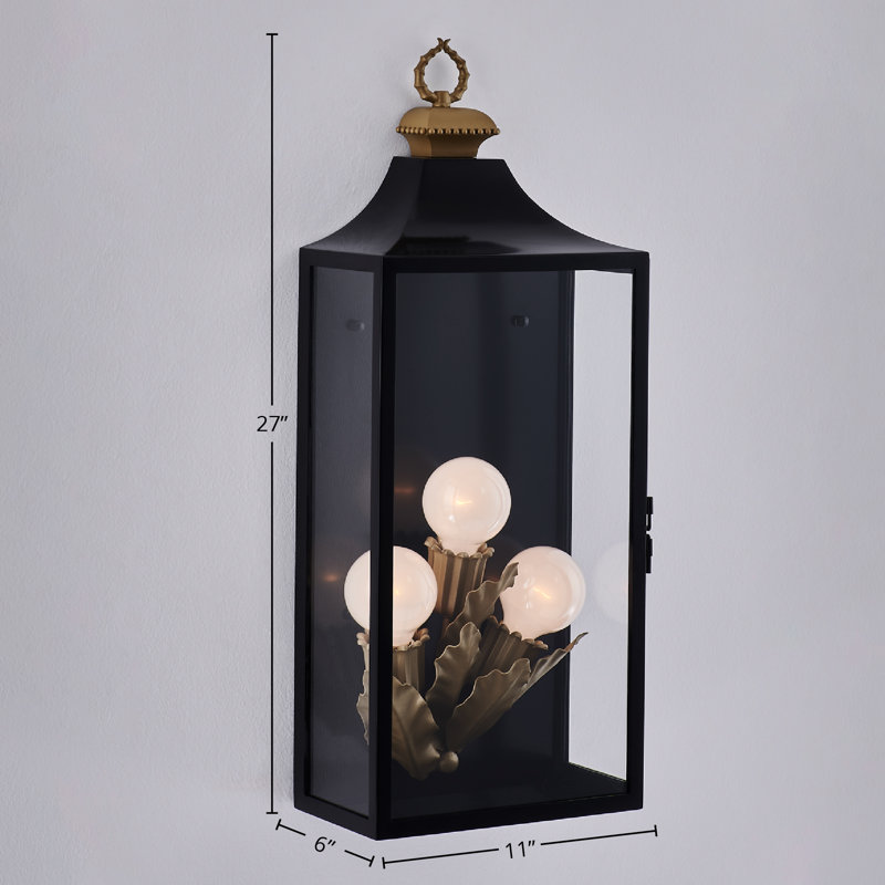Applique murale d'extérieur noir mat Marge Marge, Trois lumières, H 27 po x l 11 po x P 6 po