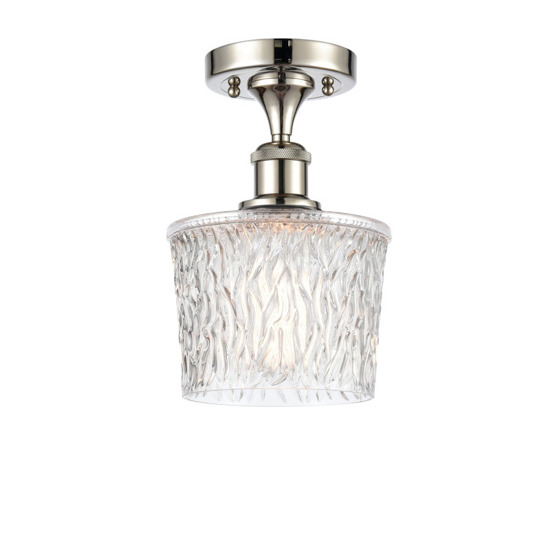 Camire Glass Semi Flush Mount, No Bulb Included, Polished Nickel