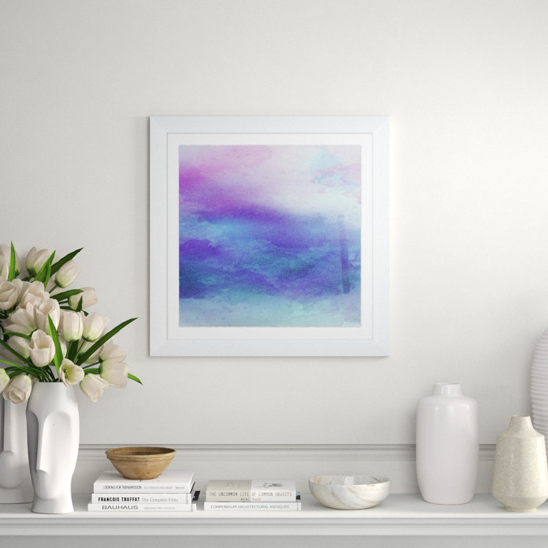 Cool Blue To Purple Abstract Wash Giclee On Canvas by Soicher Marin Archives, 28" H x 28" W x 1" D, White