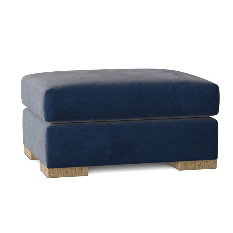 Branam Upholstered Ottoman, Natural, Bella Navy