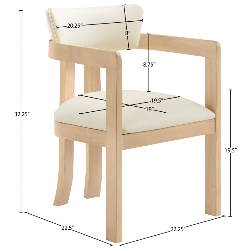 Chaise rembourrée en cuir Phalan, Teint naturel, Cuir crème végétalien