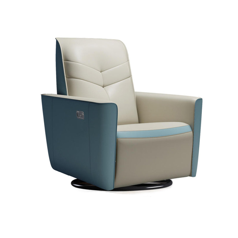 Fauteuil inclinable en similicuir Simmo, Similicuir bleu / beige