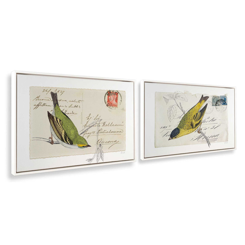 Courrier avec ailes, ensemble de 2 impressions, 30 po x 20 po, Toile avec cadre, Blanc opaque