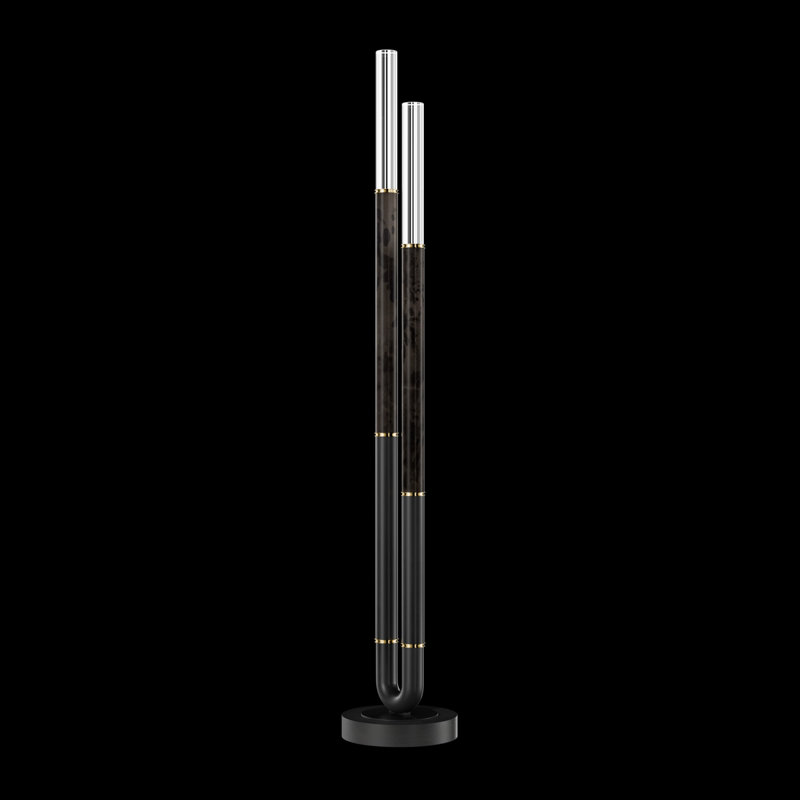 Antonia 71.5"H Floor Lamp, Black/Brass/Charcoal