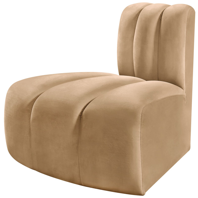 Chaise d'appoint rembourrée Ishna, Velours brun clair