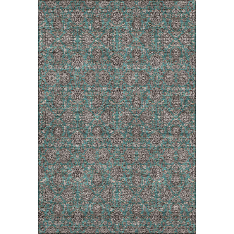 Premium Machine Washable Prisco Teal Rug, Rectangle 5' x 7'6"