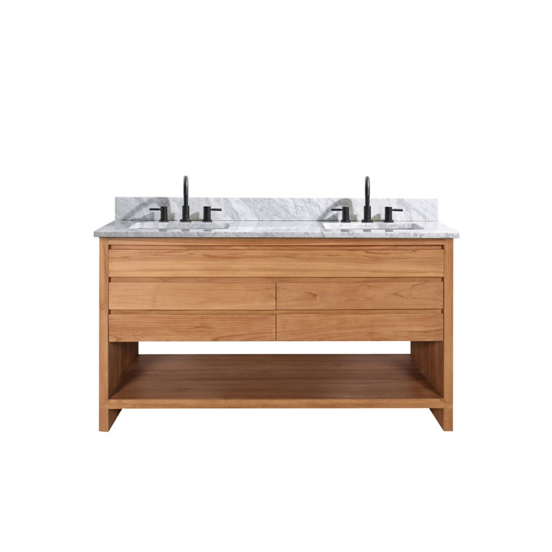 Kai 60" Natural Teak Double Vanity Cabinet