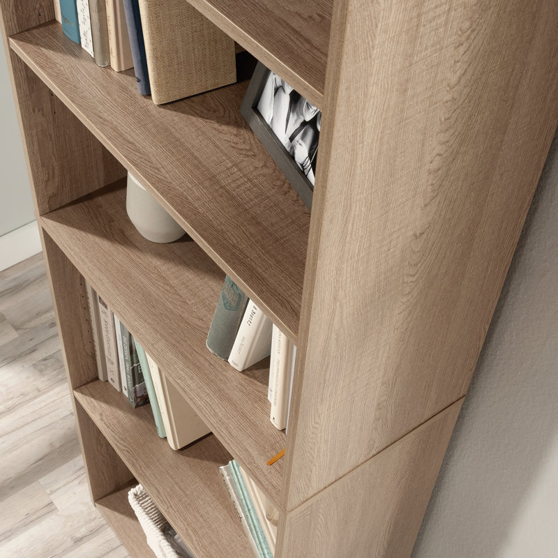 Engineered Wood Transitional 5-Shelf Bookcase, Brown, Brown