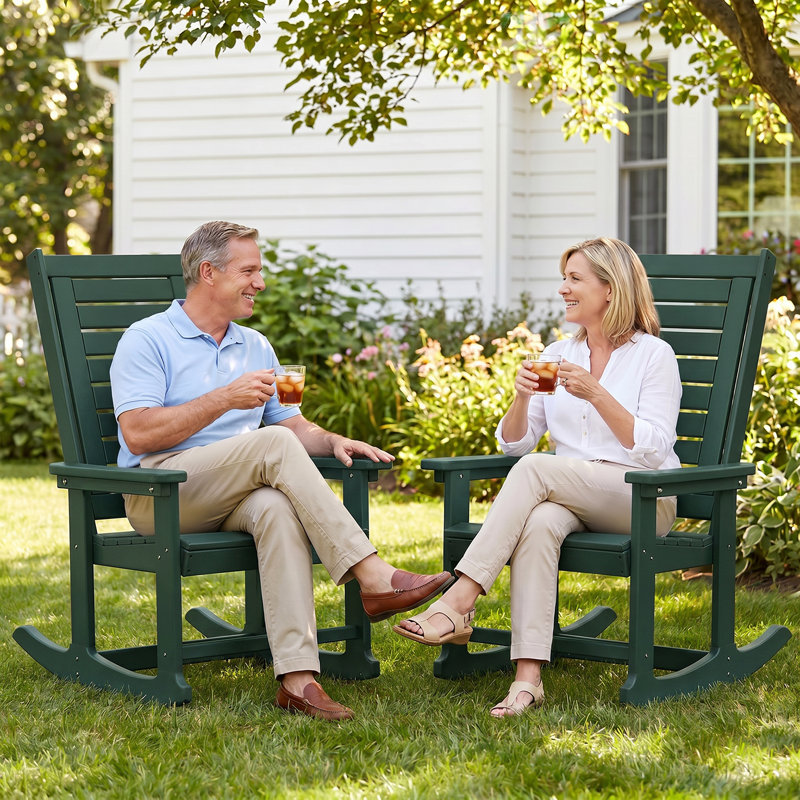 Chaise berçante d'extérieur en PEHD, Vert