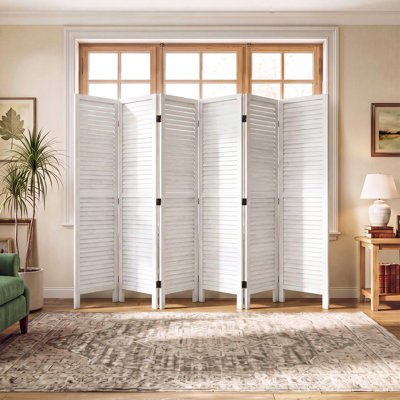 Keitez 6-Panel Solid Wood Room Divider Privacy Screen with Two-Way 360° Hinges Non-Slip Pads No Assembly Required