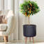 Concrete Effect Cylinder Round Planter on Hardwood Legs, Round Indoor Plant Pot Stand for Indoor Plants, Indoor Flower Pot with Ribbed Pattern-77187023-77187016