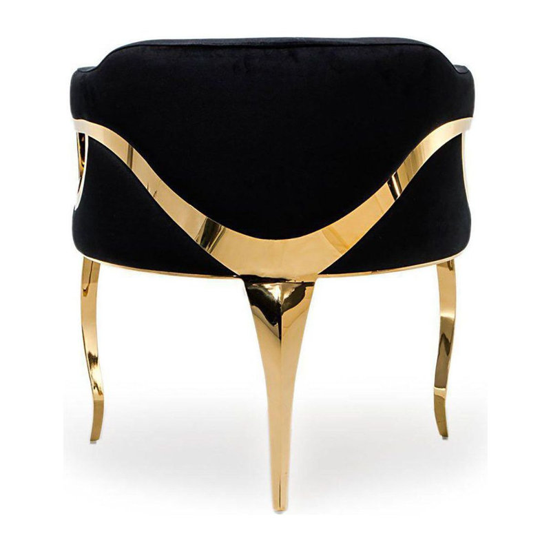 Fauteuil Iseminger, Noir, Titane doré