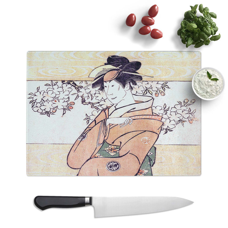 Tempered Glass Segawa Tomisaburo II by Sharaku Toshusai Chopping Board, 28.5 cm x 20 cm