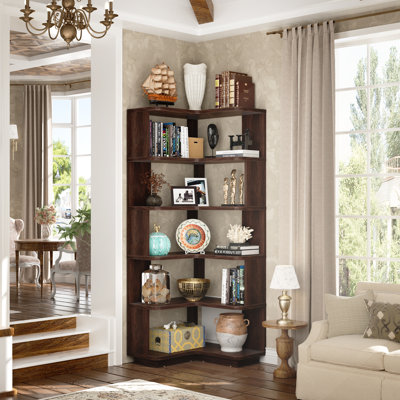 63.8"H 6-Tier L-Shaped Corner Bookshelf