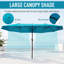 Très grand parasol d'extérieur double face de 15 pi avec manivelle et bouches d'aération pour la cour, la terrasse et la piscine-898331965